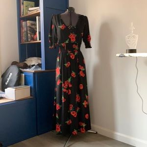 Express black floral maxi dress size extra small